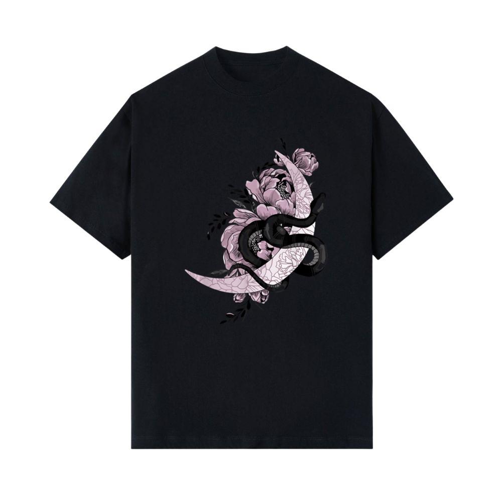 Snake and Flowers Gothic Witchy Punk T-Shirt 