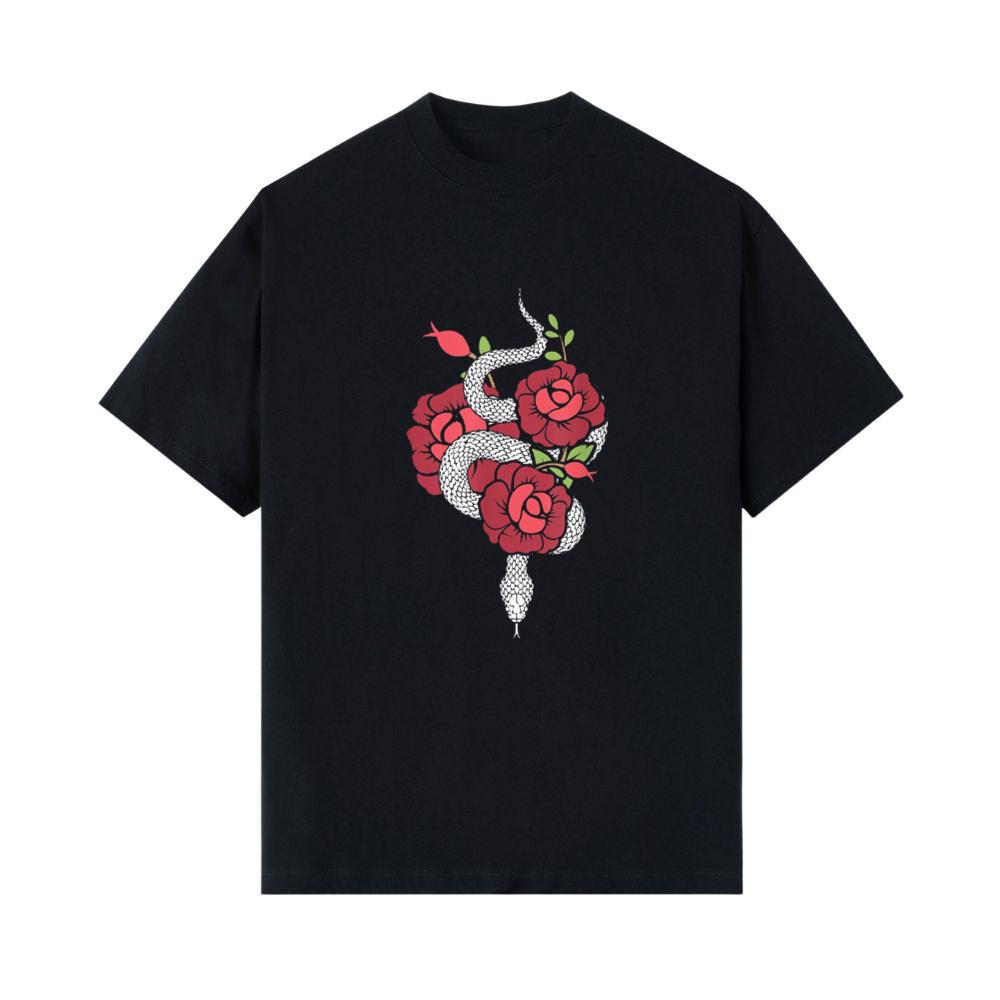 Snake Rose Tattoo Red Rose Art Lover T-Shirt 