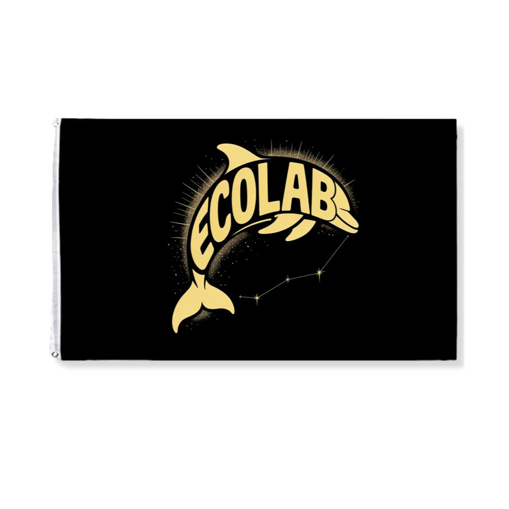 Solar Dolphin Vintage Graphic Design for Positive Energy Lovers Flag