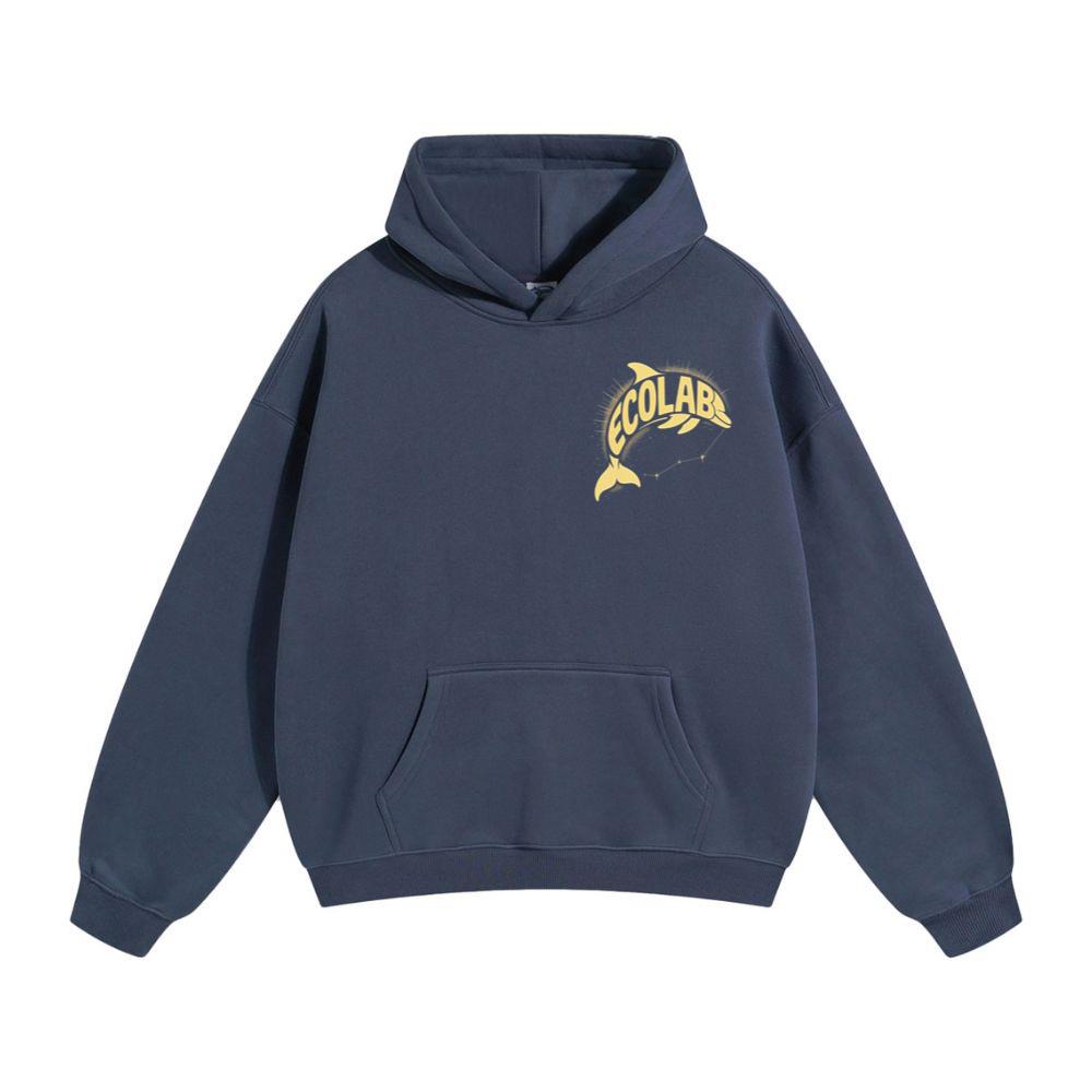 Solar Dolphin Vintage Graphic Design for Positive Energy Lovers Hoodie - Image 3