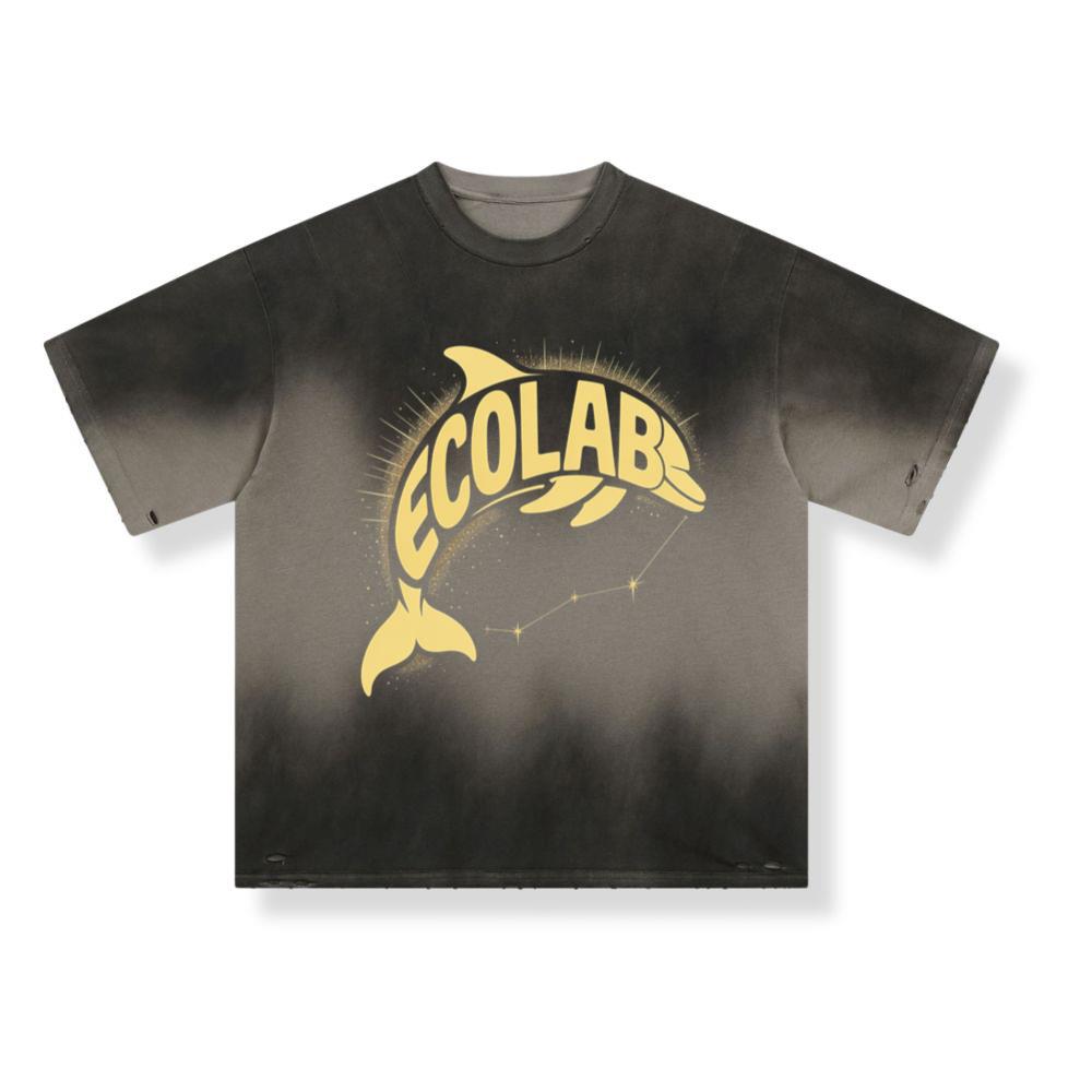 Solar Dolphin Vintage Graphic Design for Positive Energy Lovers T-Shirt - Image 3