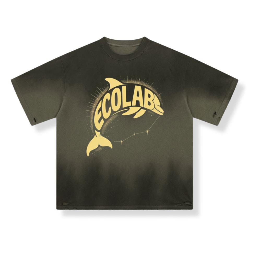 Solar Dolphin Vintage Graphic Design for Positive Energy Lovers T-Shirt - Image 2