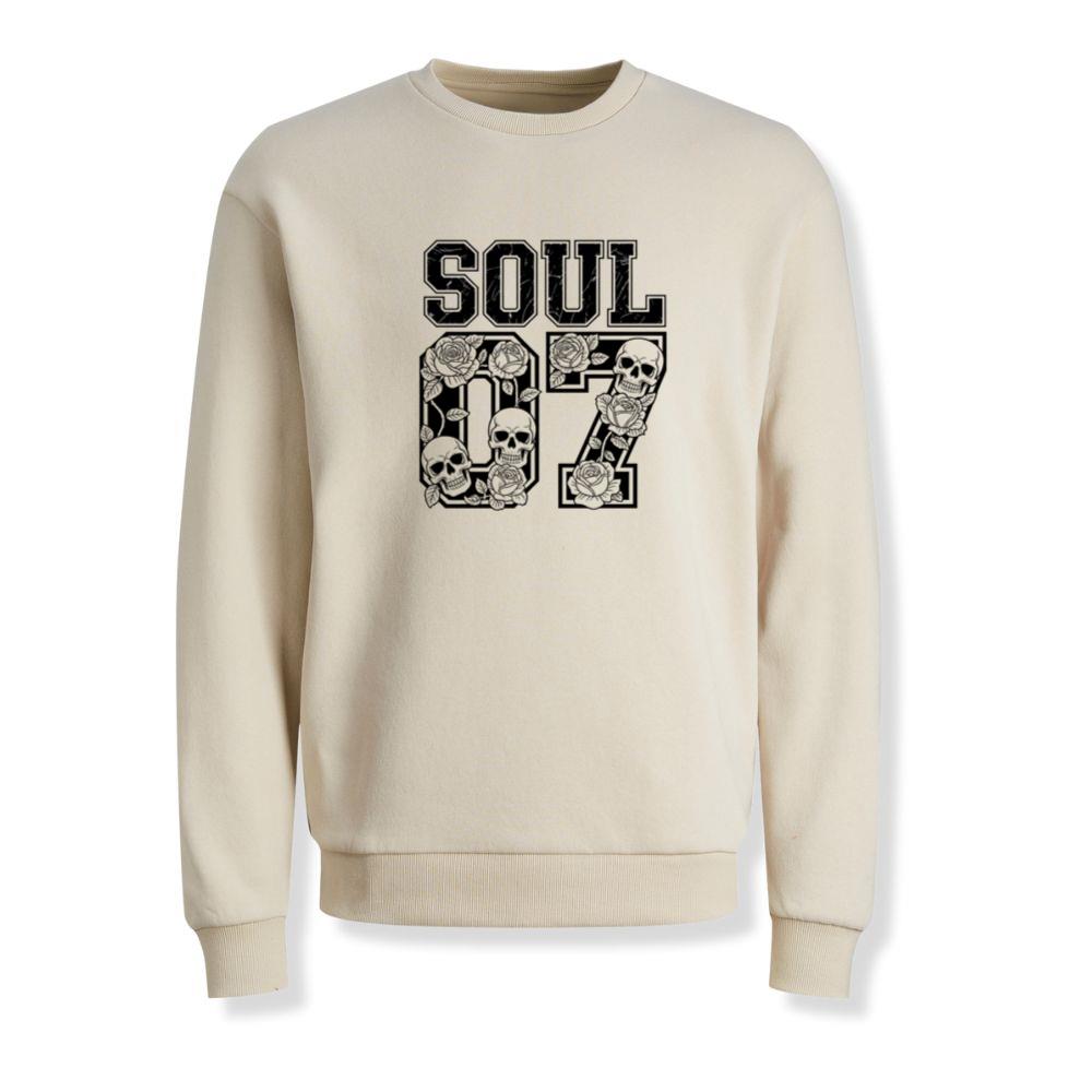 Soul 07 Skull Number Retro Street Graphic Sweatshirt - Image 2