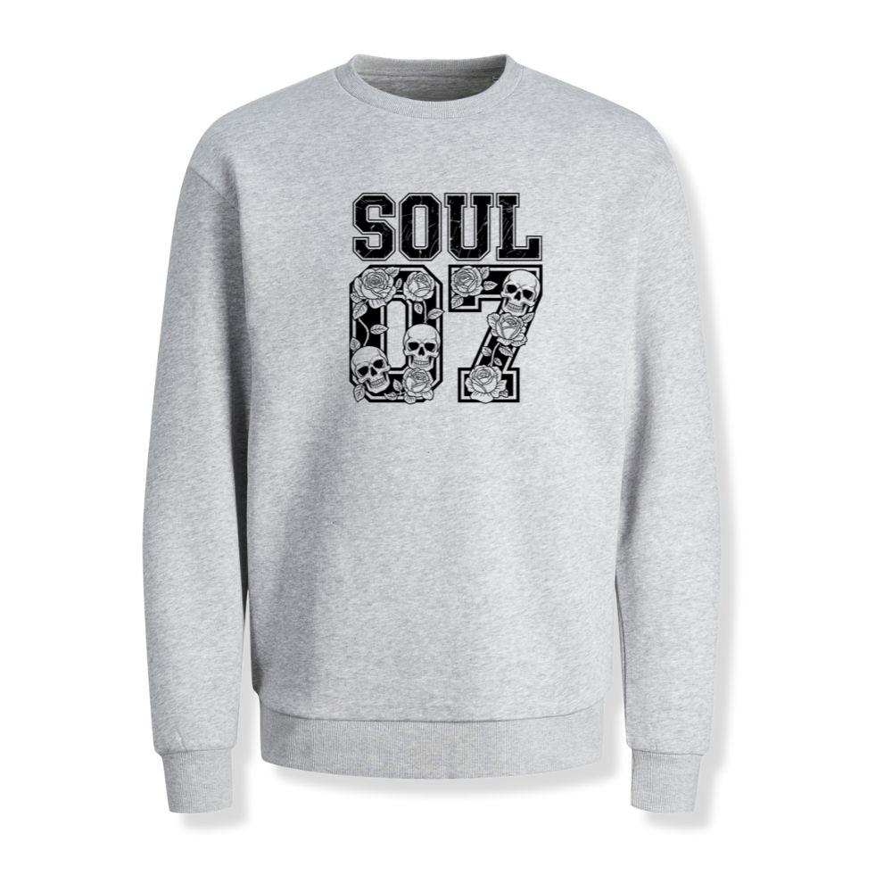 Soul 07 Skull Number Retro Street Graphic Sweatshirt
