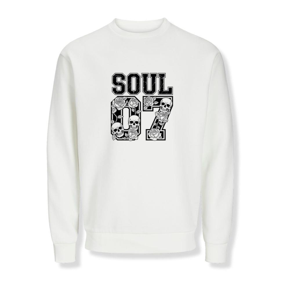 Soul 07 Skull Number Retro Street Graphic Sweatshirts