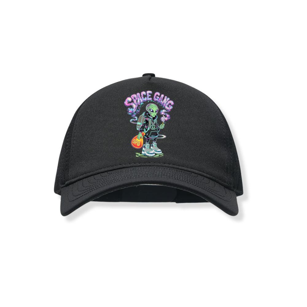 Space Gang Alien Retro Neon Cartoon Graphic Black Hat