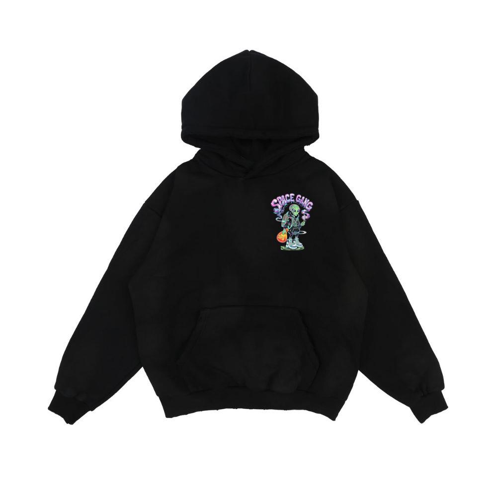 Space Gang Alien Retro Neon Cartoon Graphic Hoodie