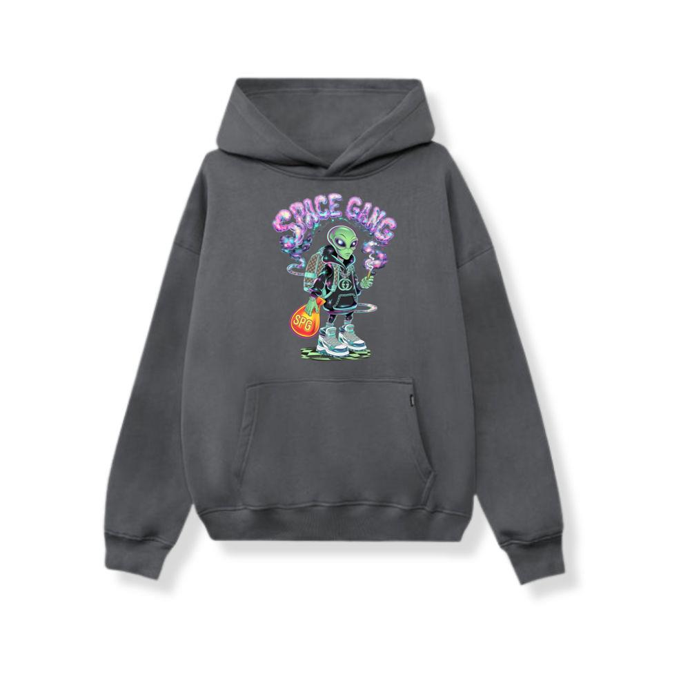 Space Gang Alien Retro Neon Cartoon Graphic Hoodie Somoslasia