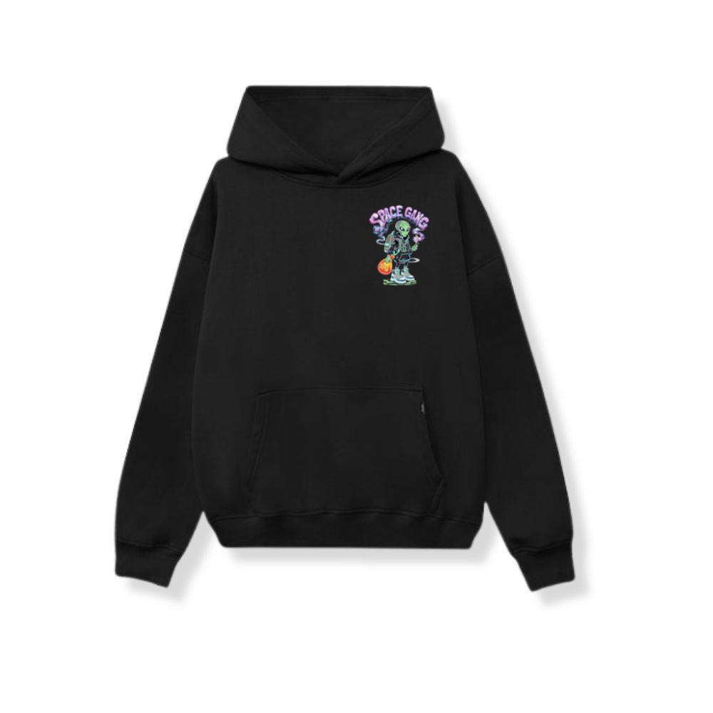 Space Gang Alien Retro Neon Cartoon Graphic Hoodie
