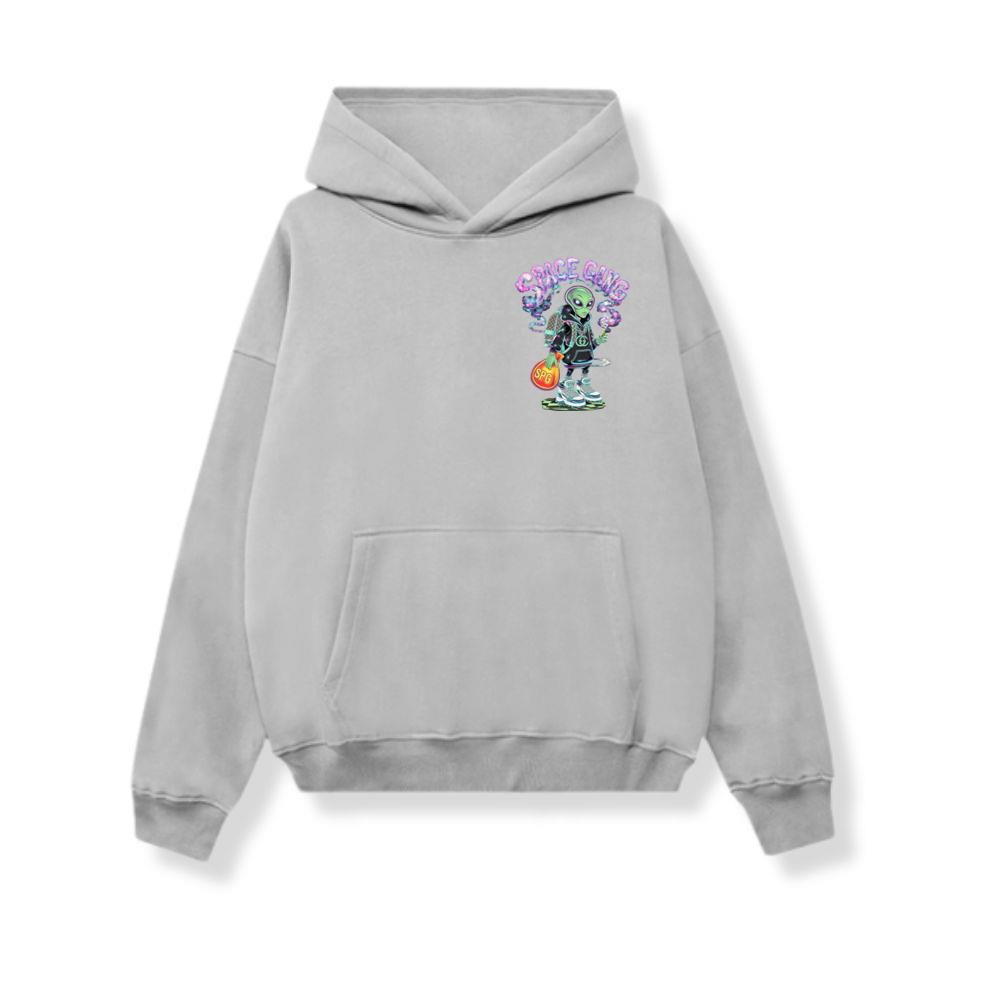 Space Gang Alien Retro Neon Cartoon Graphic Hoodie Oceancoastline