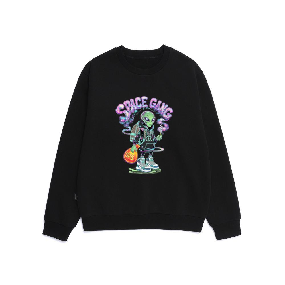 Space Gang Alien Retro Neon Cartoon Graphic Sweatshirt