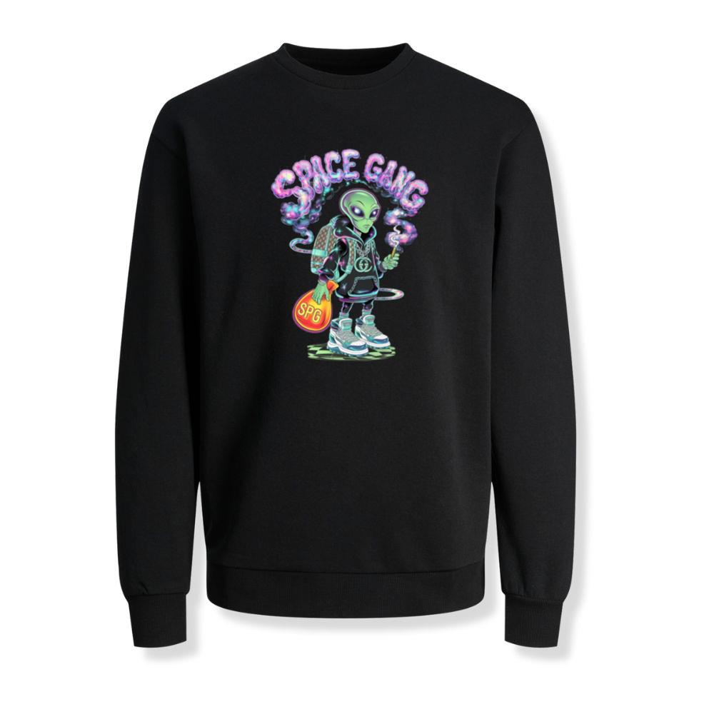 Space Gang Alien Retro Neon Cartoon Graphic Sweatshirts