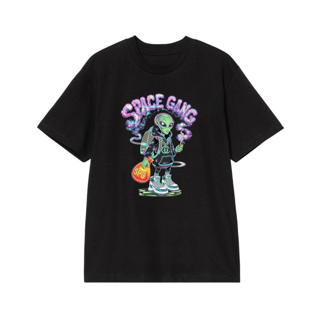 Space Gang Alien Retro Neon Cartoon Graphic T-Shirt