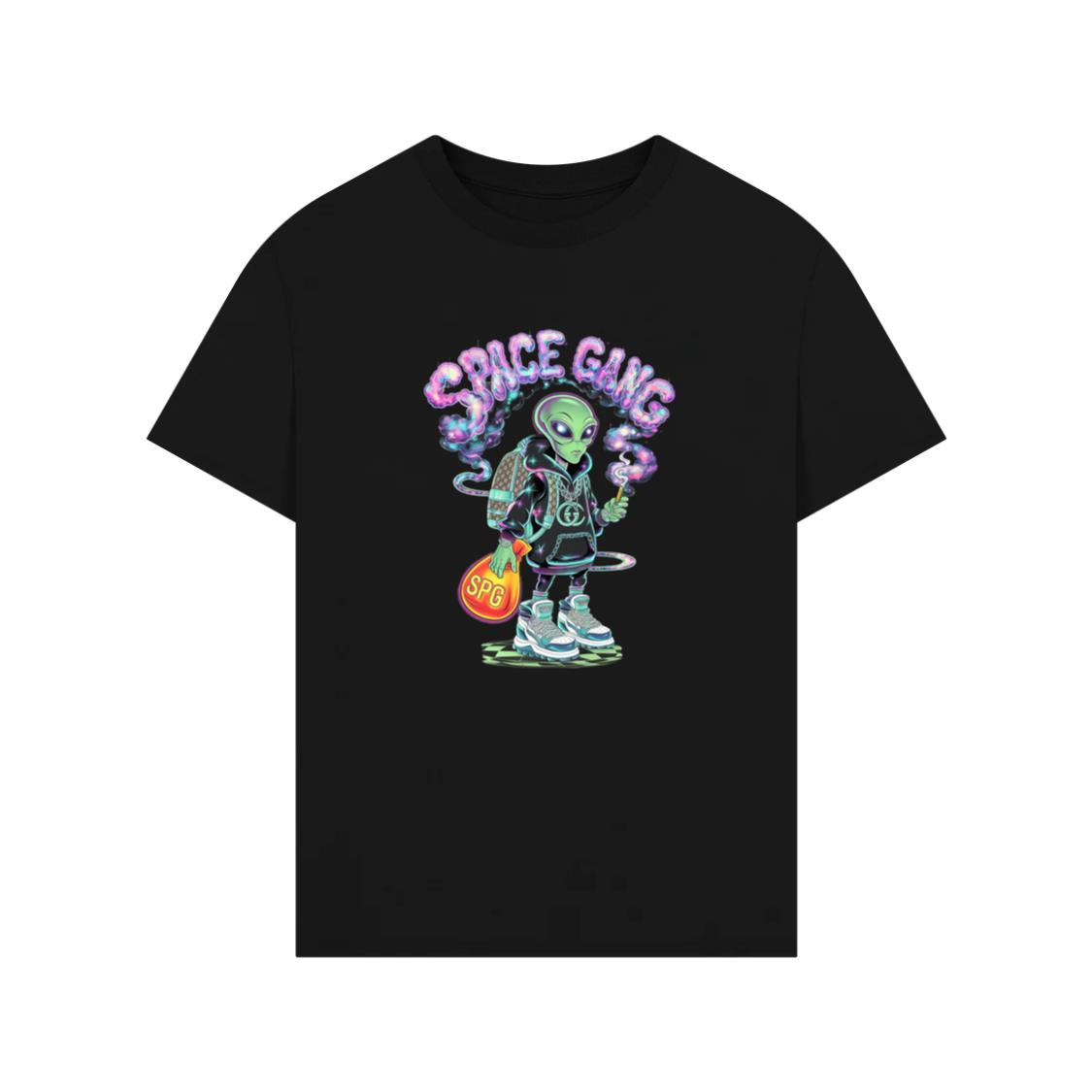 Space Gang Alien Retro Neon Cartoon Graphic T-Shirt