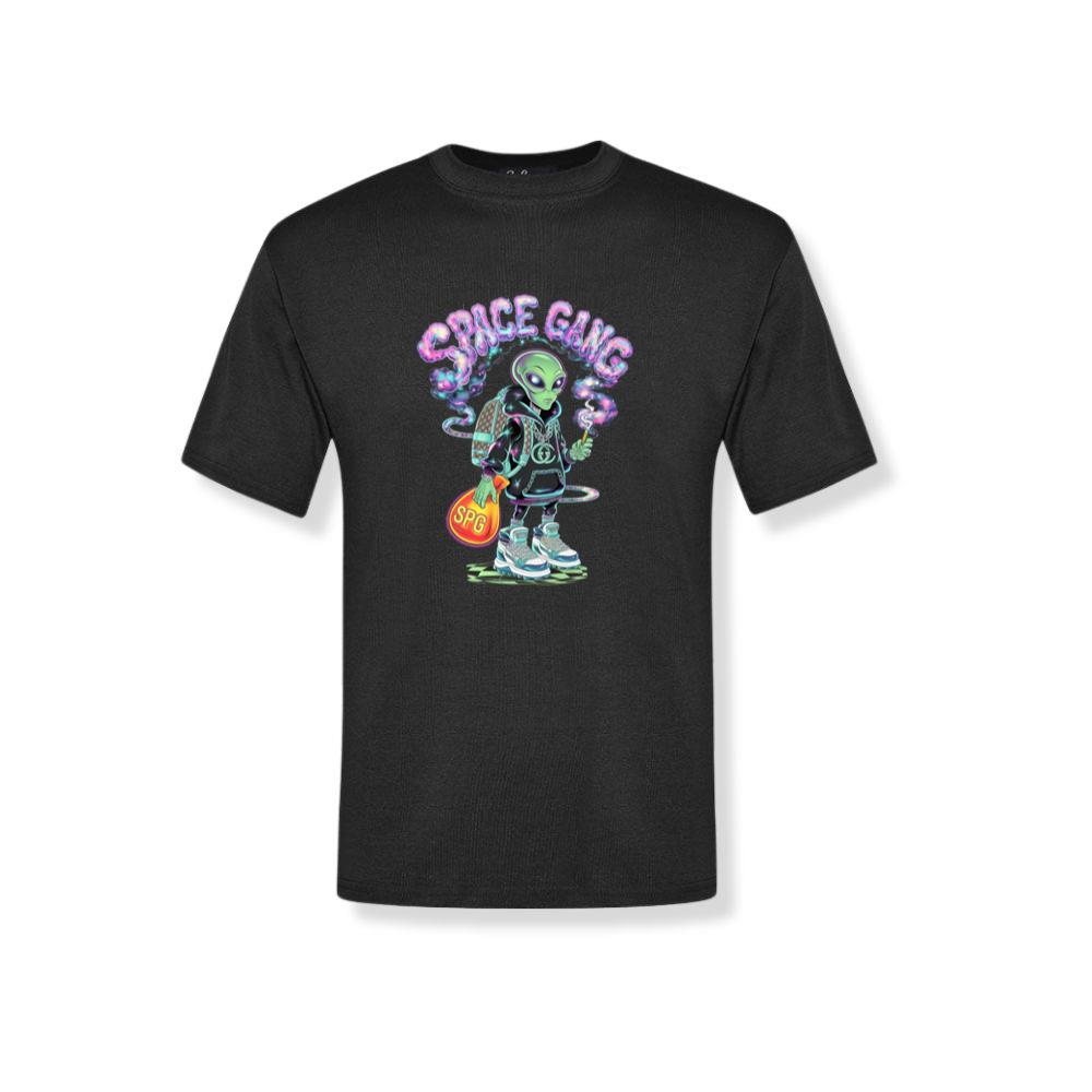 Space Gang Alien Retro Neon Cartoon Graphic T-Shirt