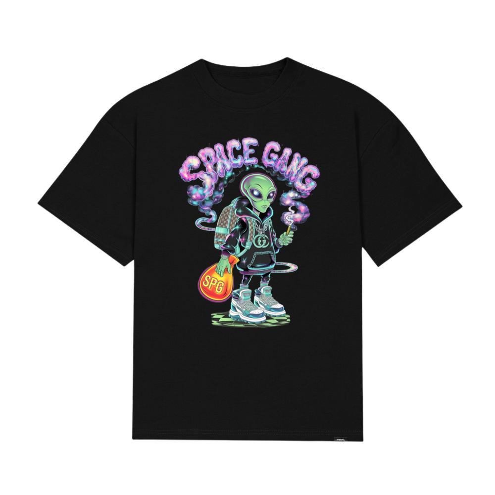 Space Gang Alien Retro Neon Cartoon Graphic T-Shirt