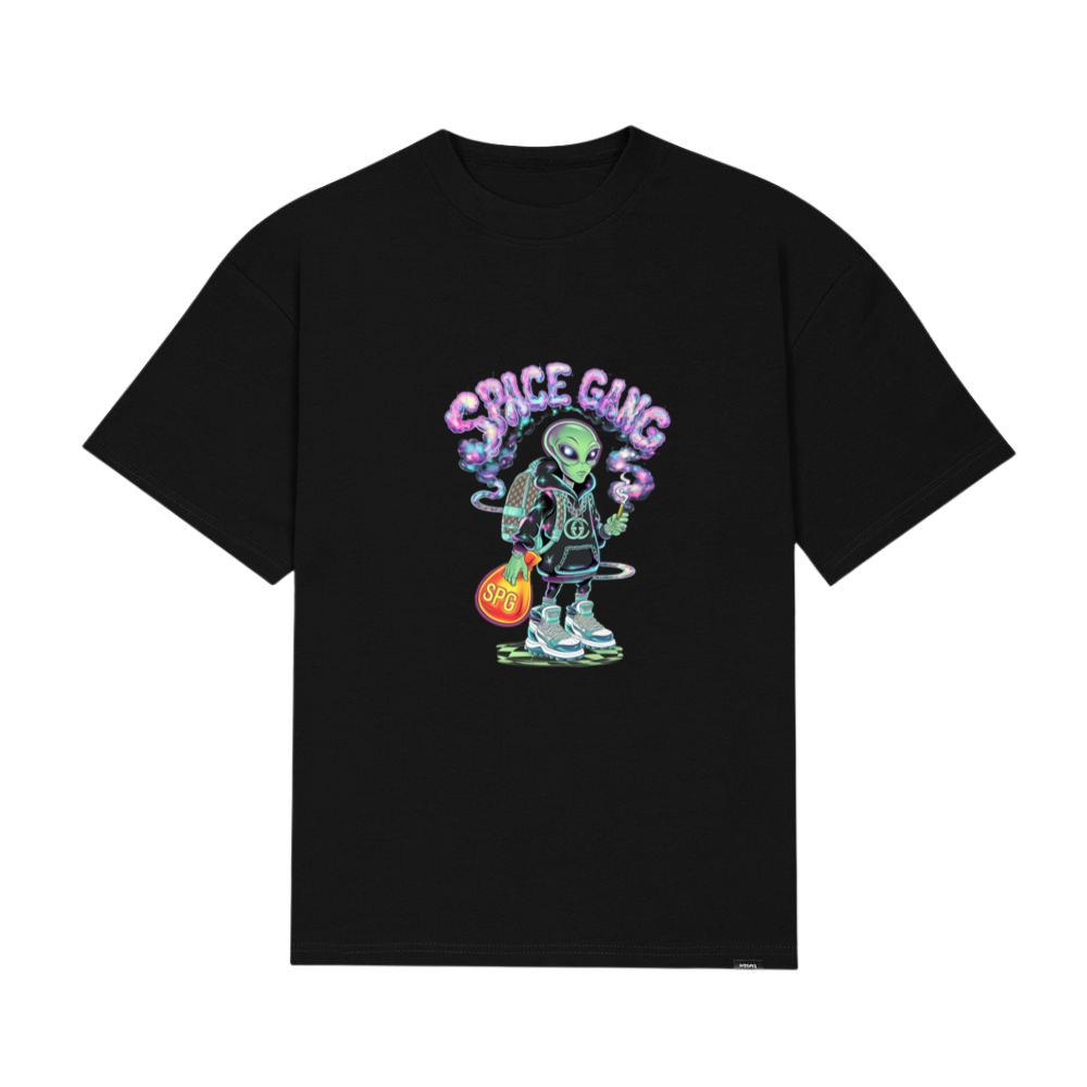 Space Gang Alien Retro Neon Cartoon Graphic T-Shirt