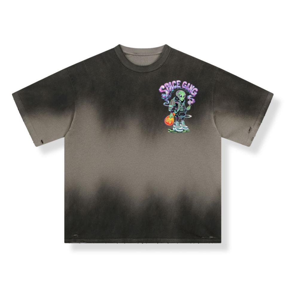Space Gang Alien Retro Neon Cartoon Graphic T-Shirt