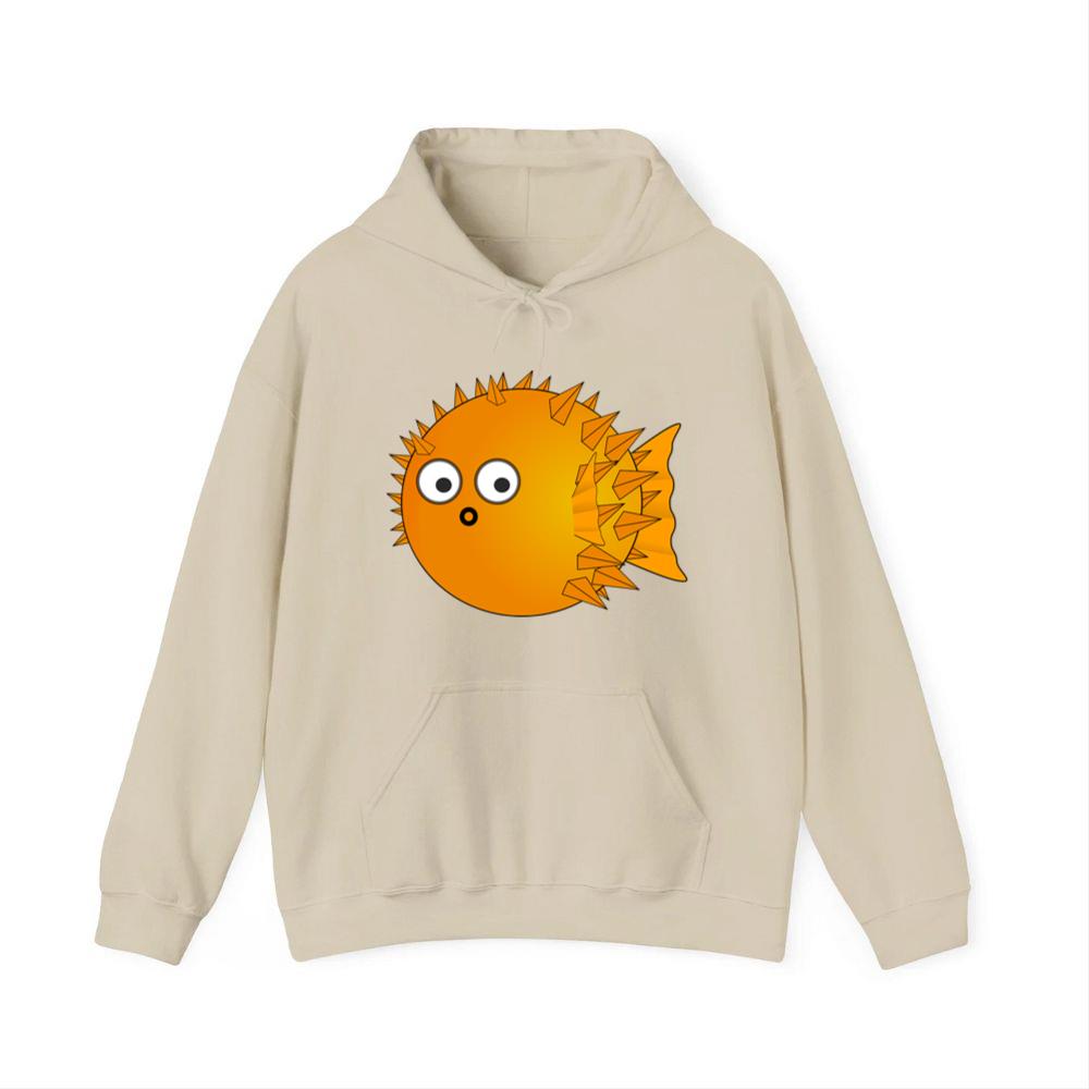 Spiky Round Orange Pufferfish Hoodies