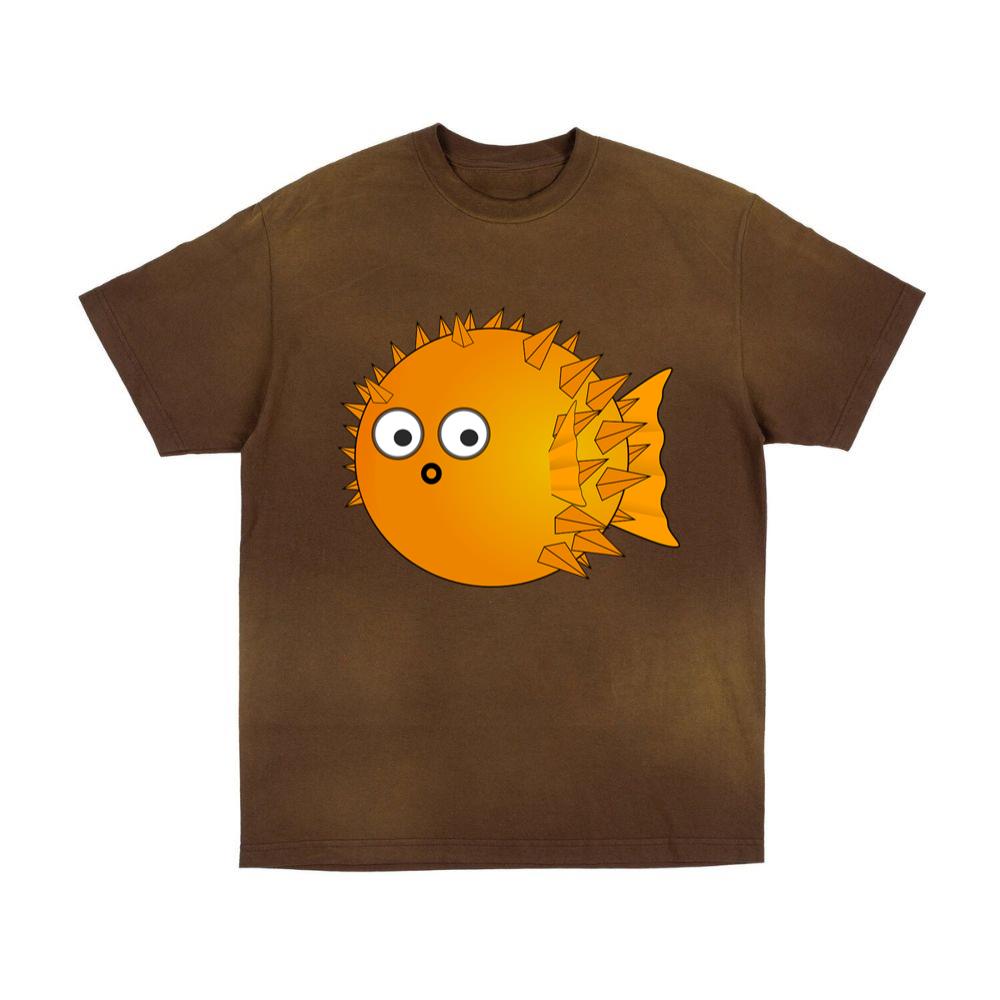 Spiky Round Orange Pufferfish T-Shirts