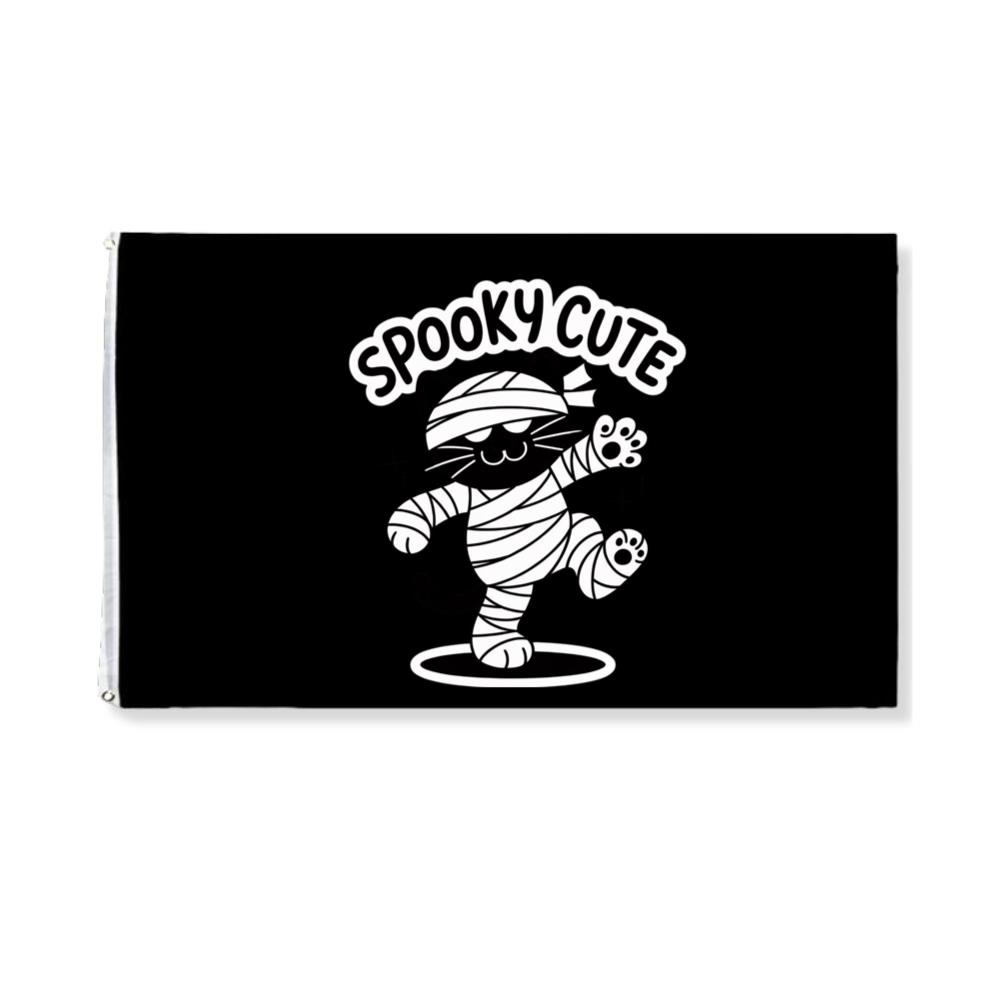 Spooky Cute Mummy Cat Funny Halloween Graphic Flat