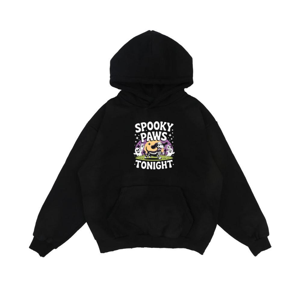Spooky Paws Tonight Dog Skeleton Halloween Graphic Hoodie