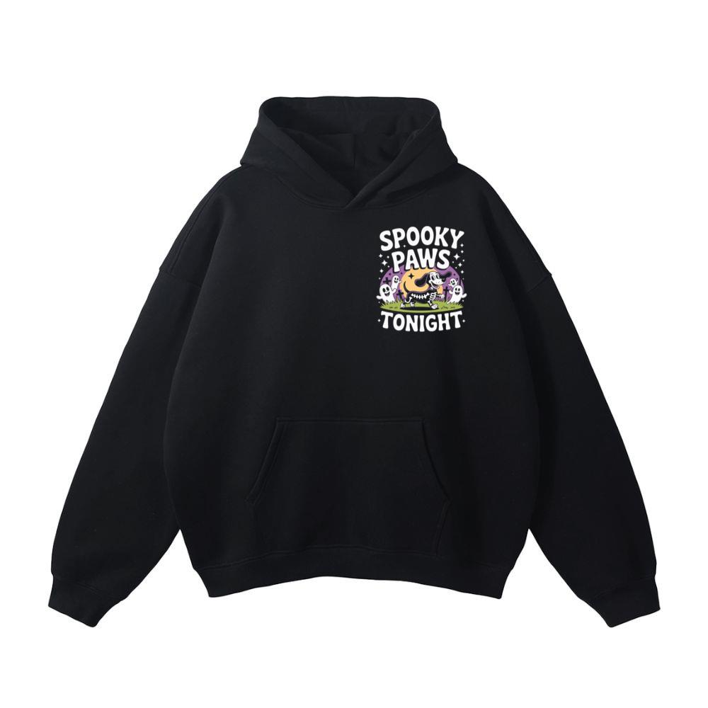 Spooky Paws Tonight Dog Skeleton Halloween Graphic Hoodie