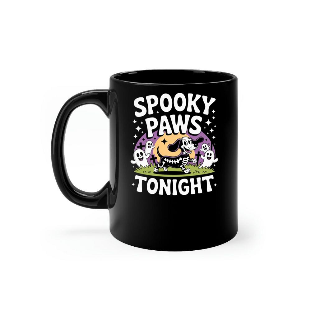 Spooky Paws Tonight Dog Skeleton Halloween Graphic Mug