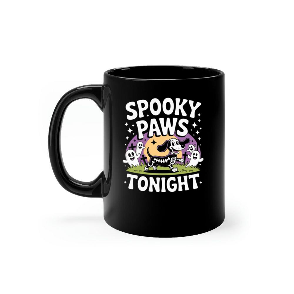 Spooky Paws Tonight Dog Skeleton Halloween Graphic Mug
