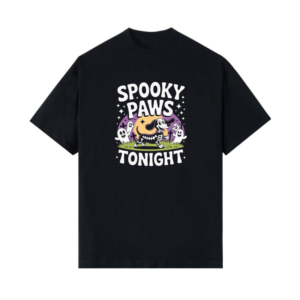 Spooky Paws Tonight Dog Skeleton Halloween Graphic T-Shirt