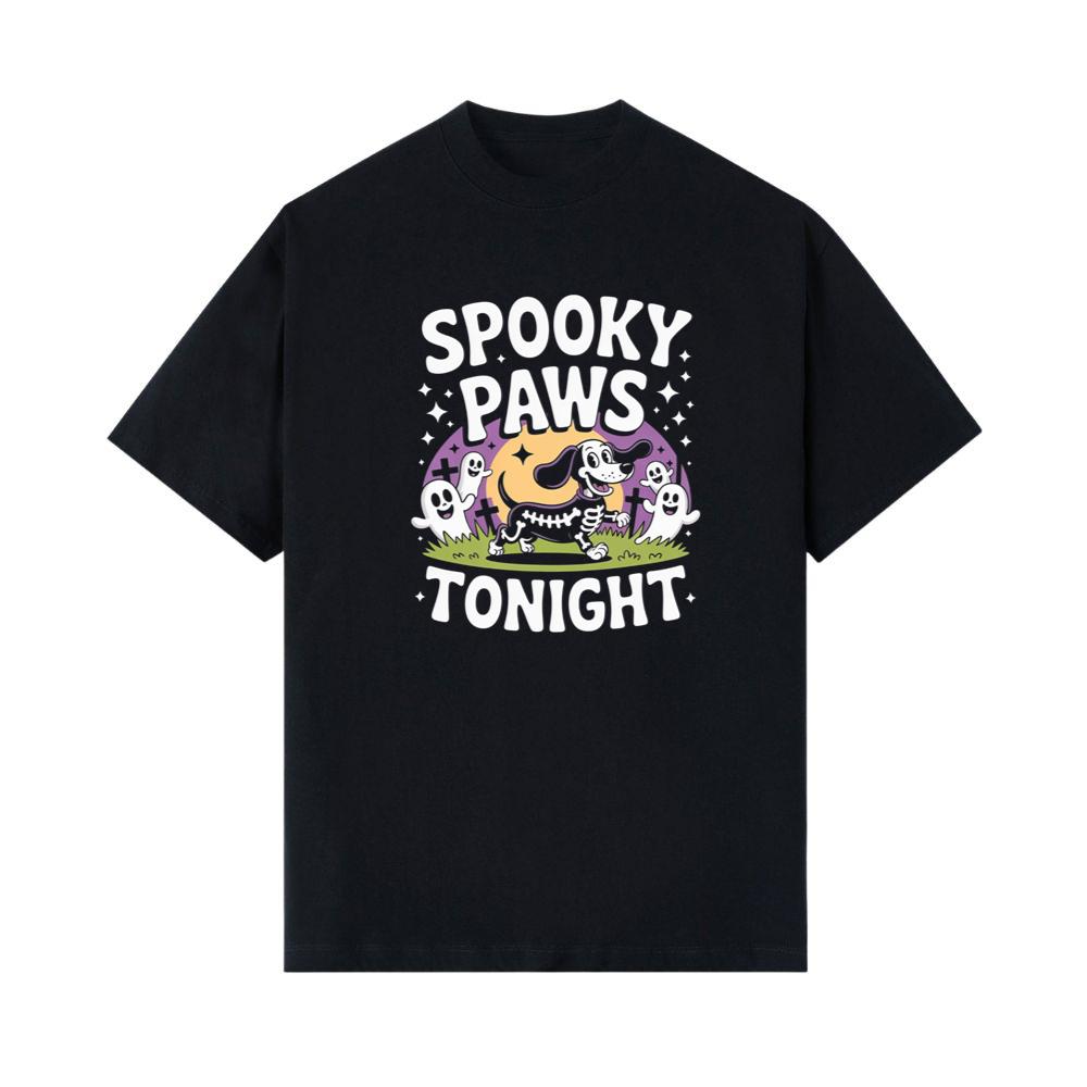 Spooky Paws Tonight Dog Skeleton Halloween Graphic T-Shirt