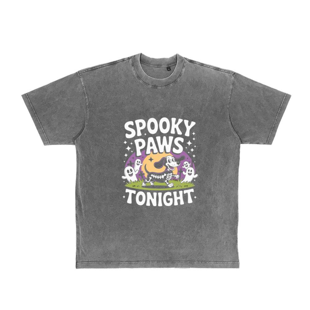 Spooky Paws Tonight Dog Skeleton Halloween Graphic T-Shirt