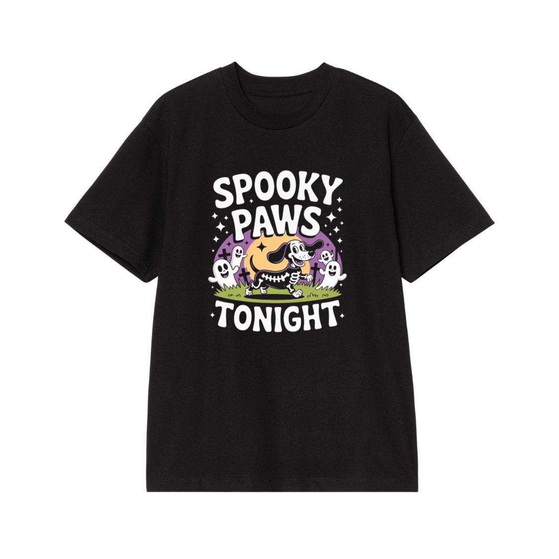 Spooky Paws Tonight Dog Skeleton Halloween Graphic T-Shirt