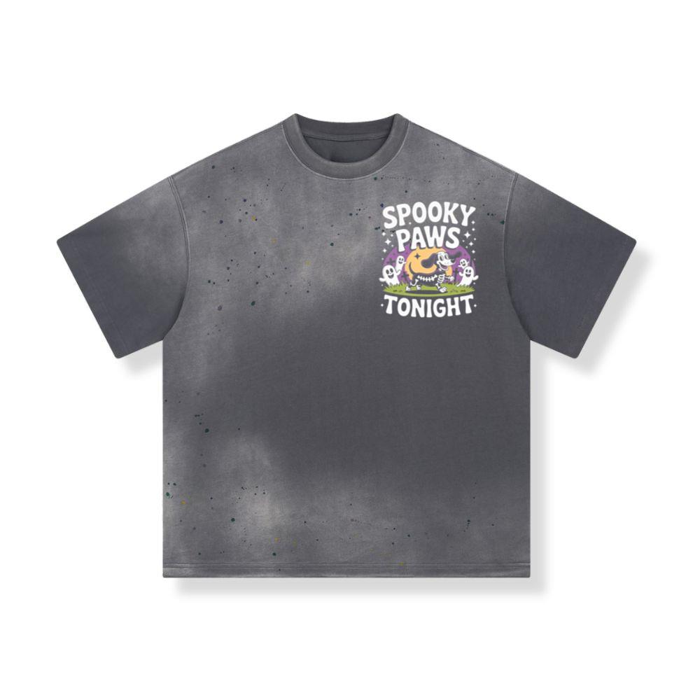 Spooky Paws Tonight Dog Skeleton Halloween Graphic T-Shirt - Image 3