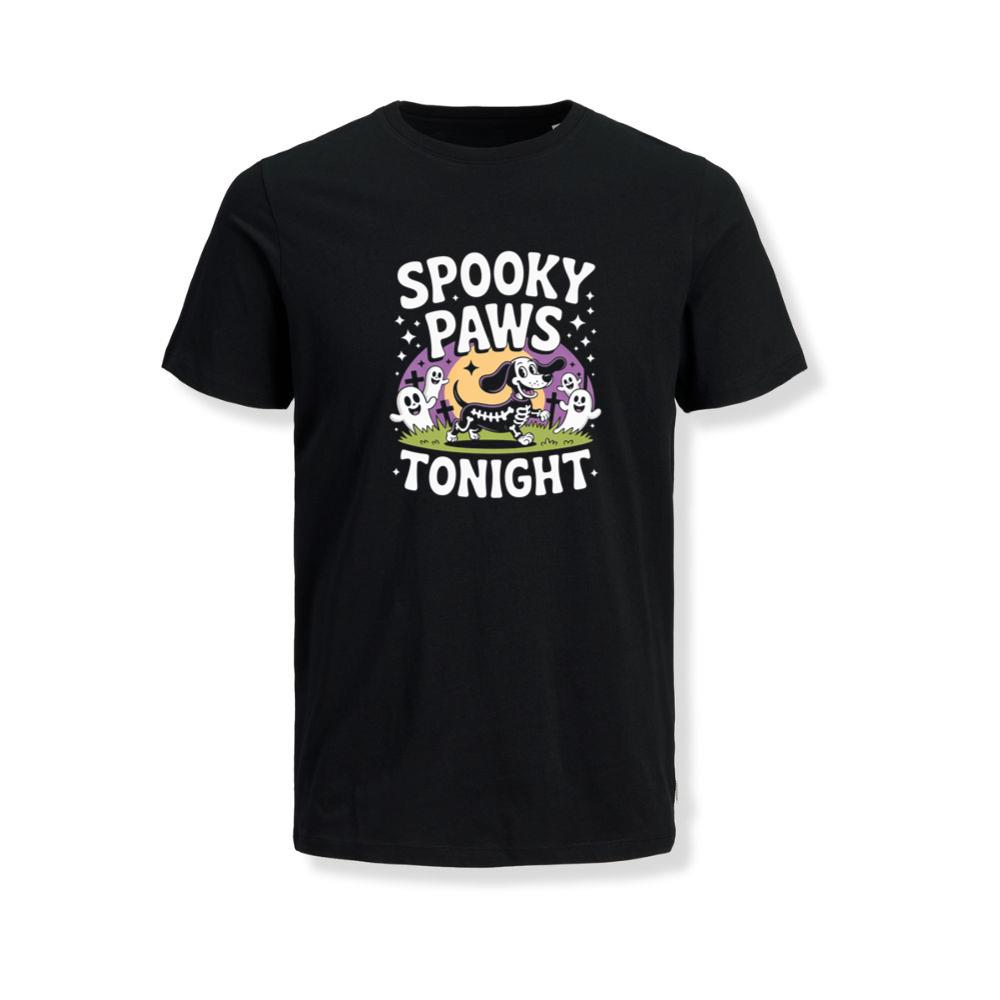 Spooky Paws Tonight Dog Skeleton Halloween Graphic T-Shirt