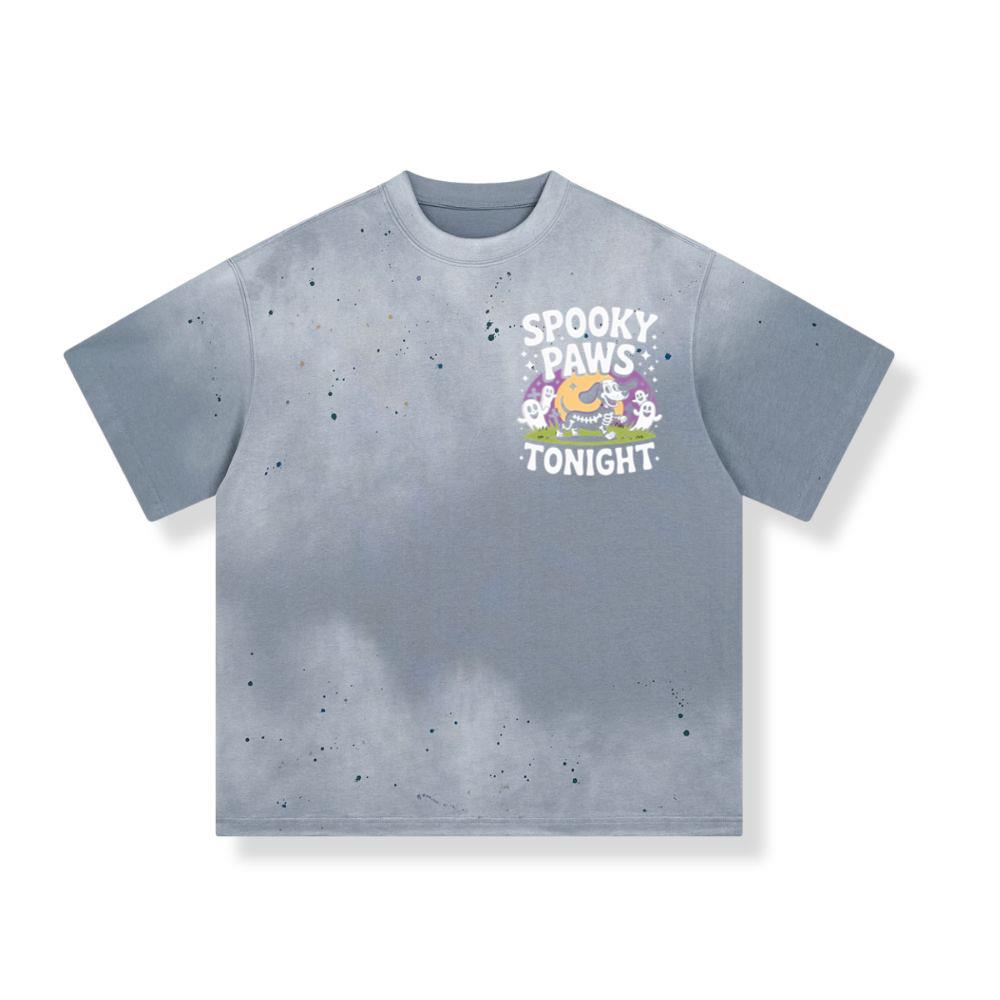 Spooky Paws Tonight Dog Skeleton Halloween Graphic T-Shirt