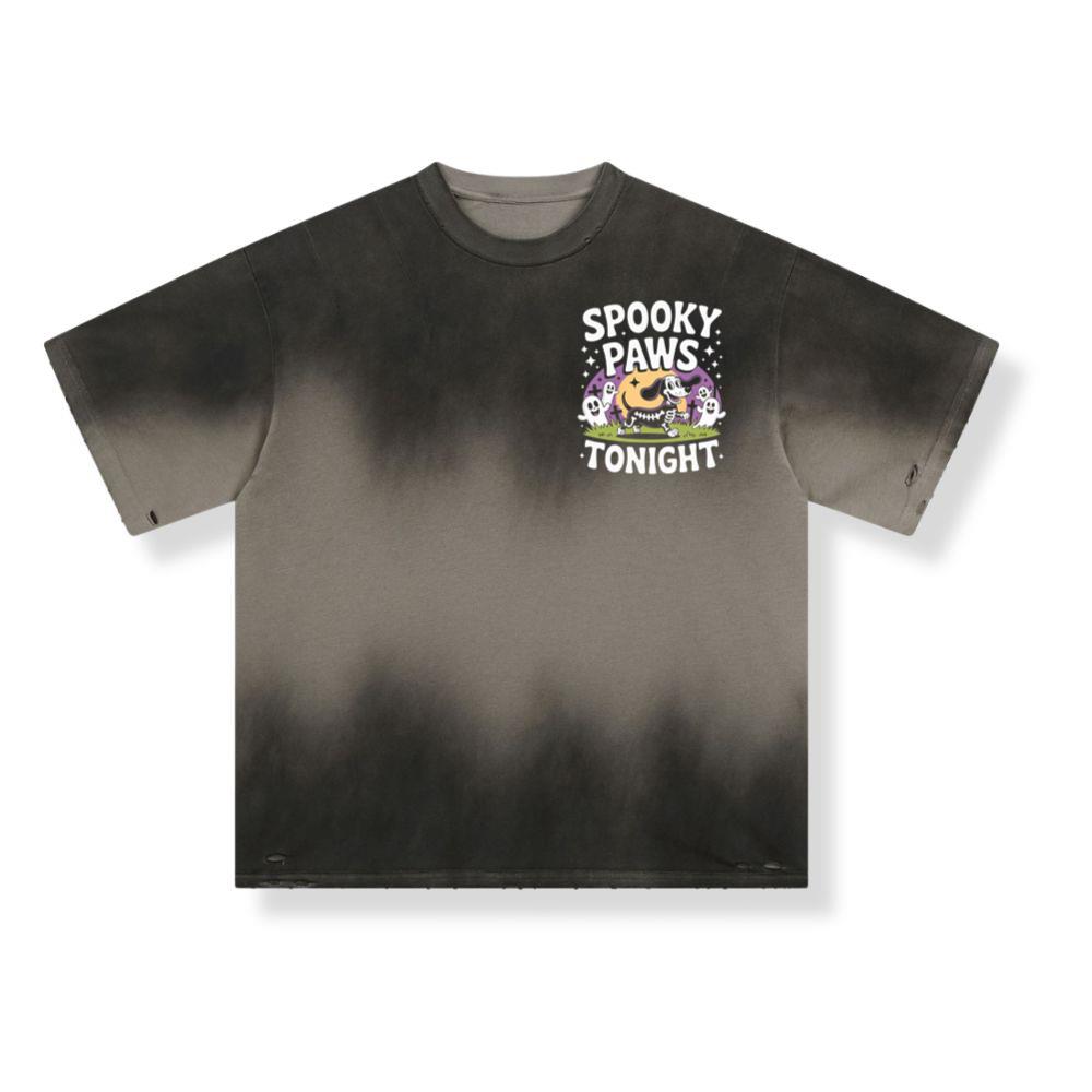 Spooky Paws Tonight Dog Skeleton Halloween Graphic T-Shirt