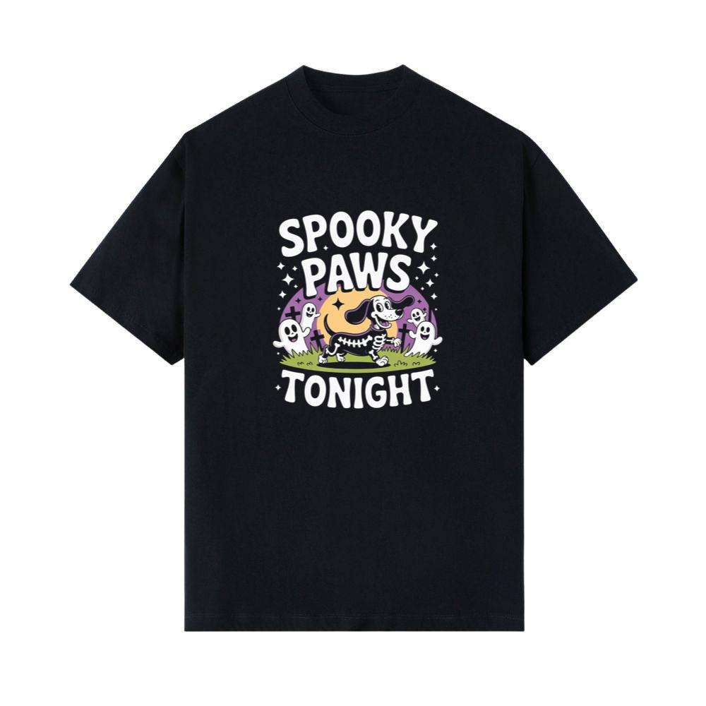 Spooky Paws Tonight Dog Skeleton Halloween Graphic T-Shirts