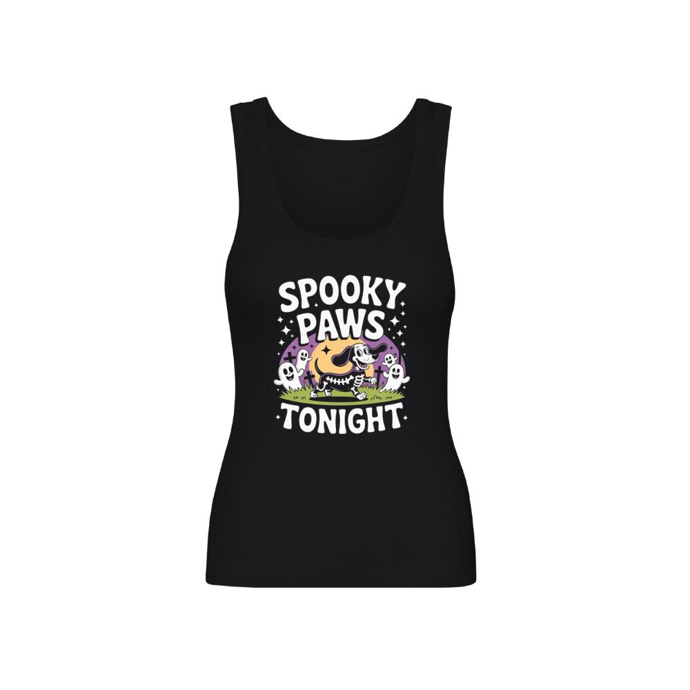 Spooky Paws Tonight Dog Skeleton Halloween Graphic Tank Top