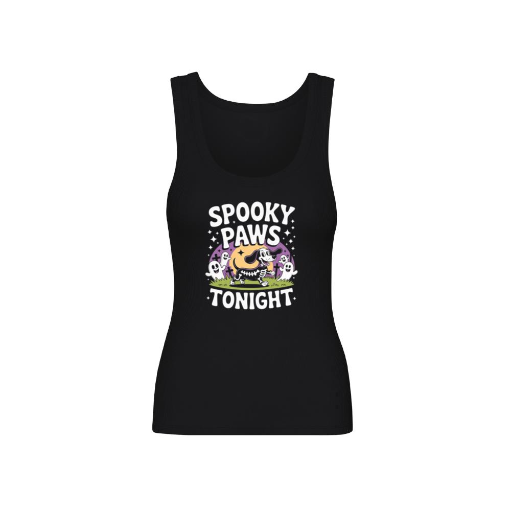 Spooky Paws Tonight Dog Skeleton Halloween Graphic TankTop 