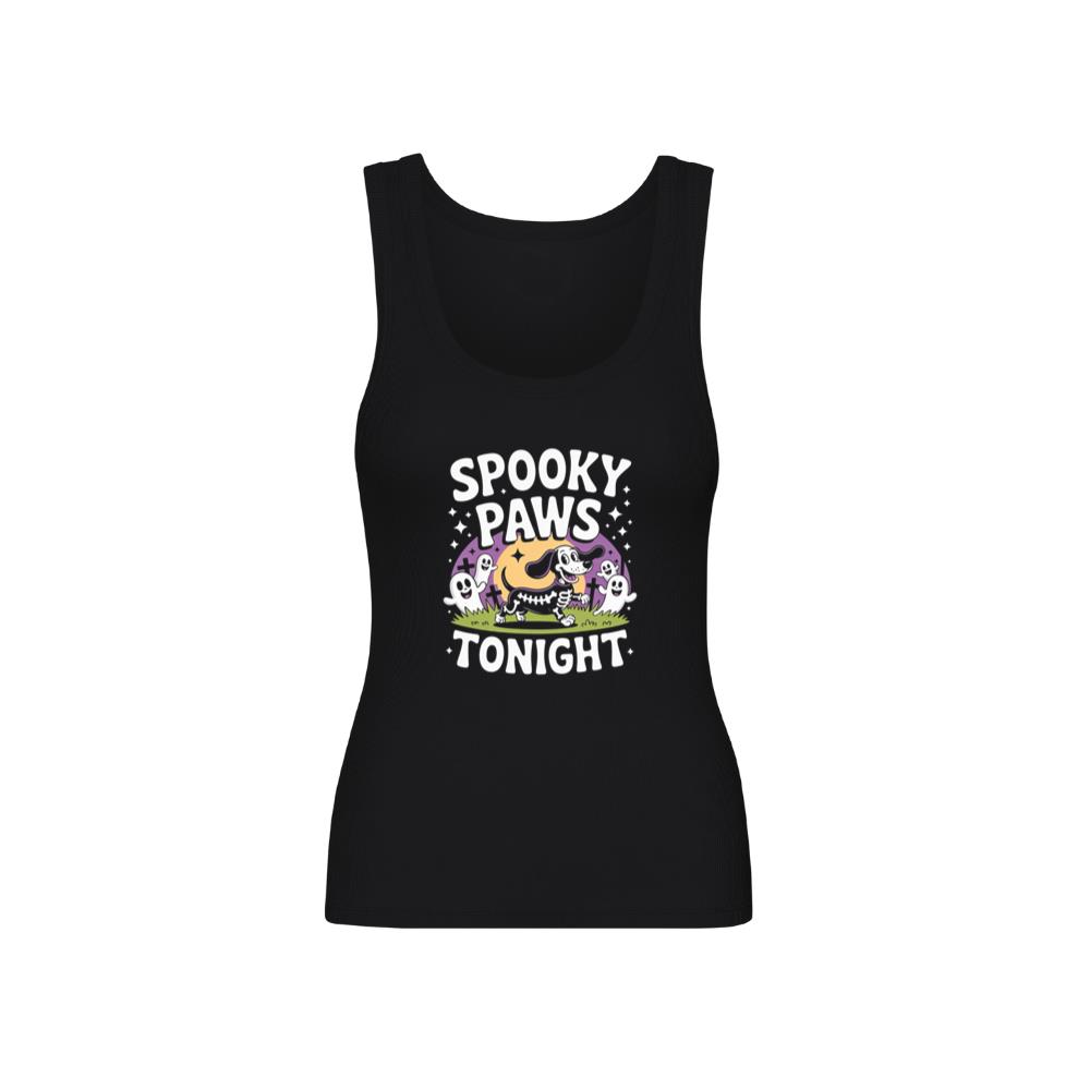 Spooky Paws Tonight Dog Skeleton Halloween Graphic TankTop