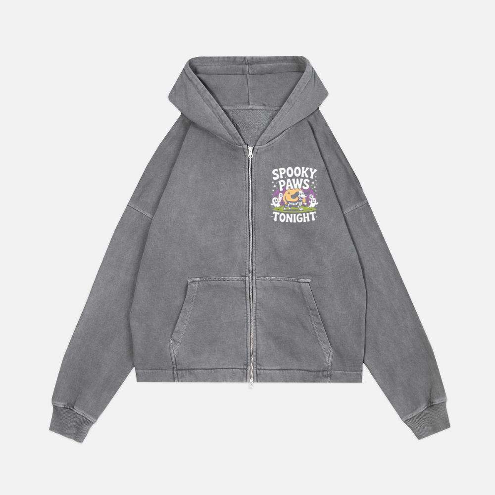 Spooky Paws Tonight Dog Skeleton Halloween Graphic Zip Hoodie - Image 4