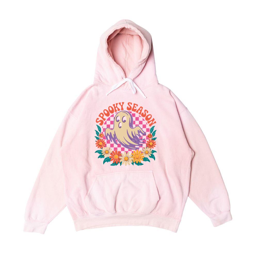 Spooky Season Retro Ghost With Flowers Halloween Hoodie