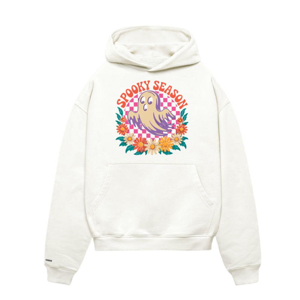 Spooky Season Retro Ghost With Flowers Halloween Hoodies