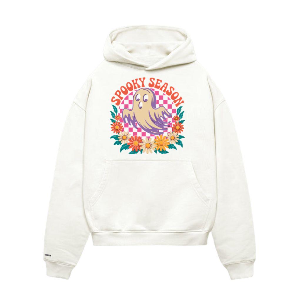 Spooky Season Retro Ghost With Flowers Halloween Hoodies