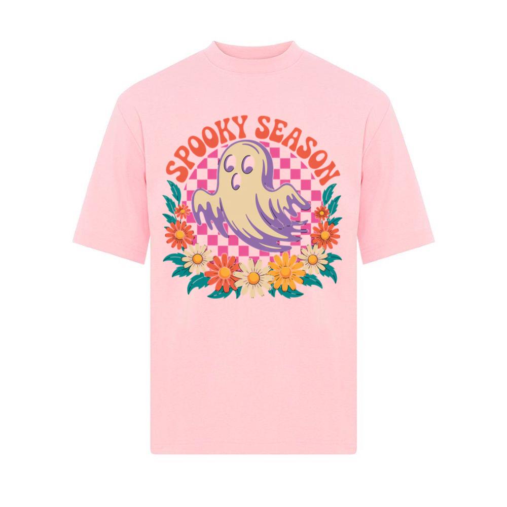 Spooky Season Retro Ghost With Flowers Halloween T-Shirt