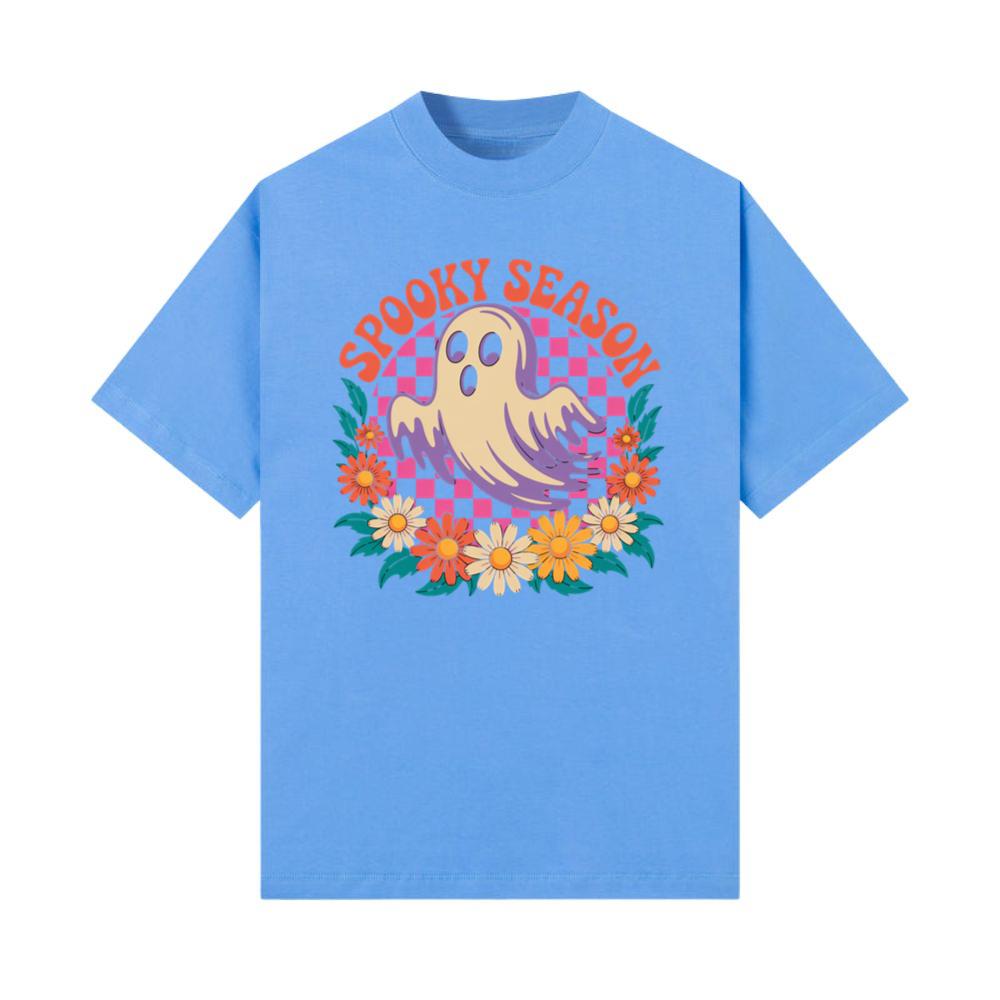 Spooky Season Retro Ghost With Flowers Halloween T-Shirts