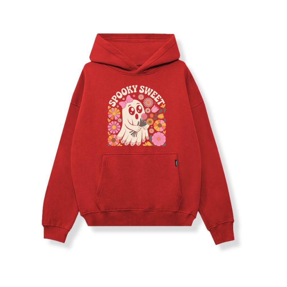 Spooky Sweet Ghost Flower Retro Cartoon Design Hoodie - Image 4
