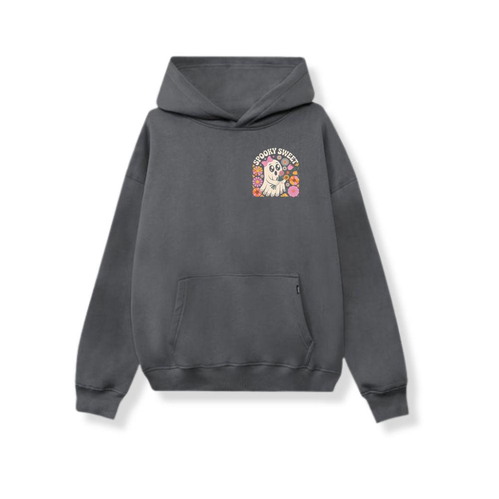 Spooky Sweet Ghost Flower Retro Cartoon Design Hoodie