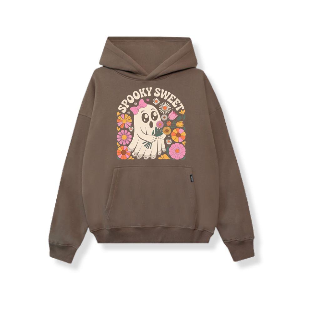 Spooky Sweet Ghost Flower Retro Cartoon Design Hoodie - Image 2